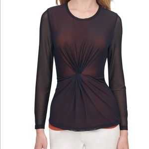 Dkny Women’s Twist Front Mesh Top - S (Worn few times)